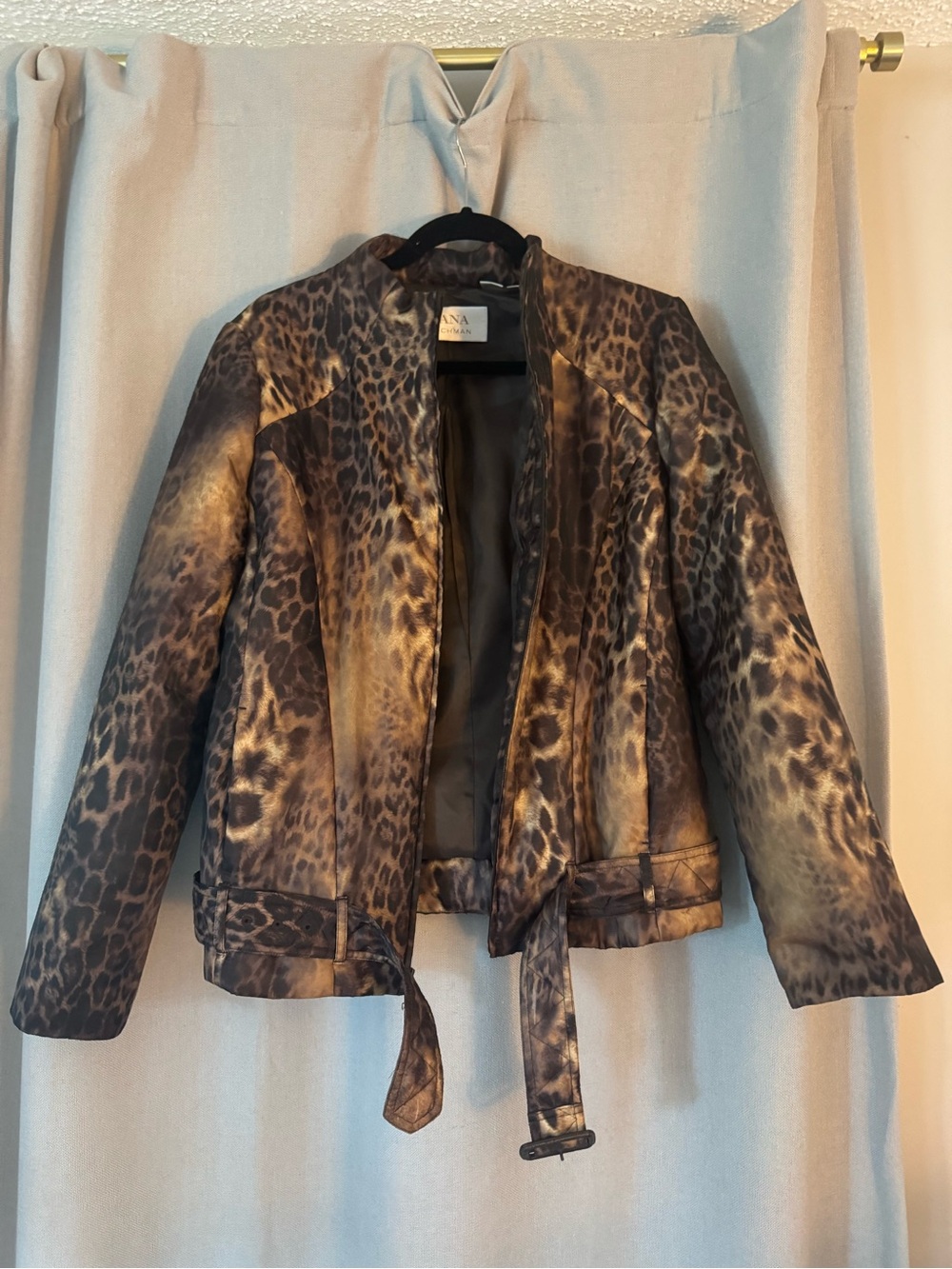 Dana Buchman Leopard-Print Faux Leather Jacket in Brown Tones